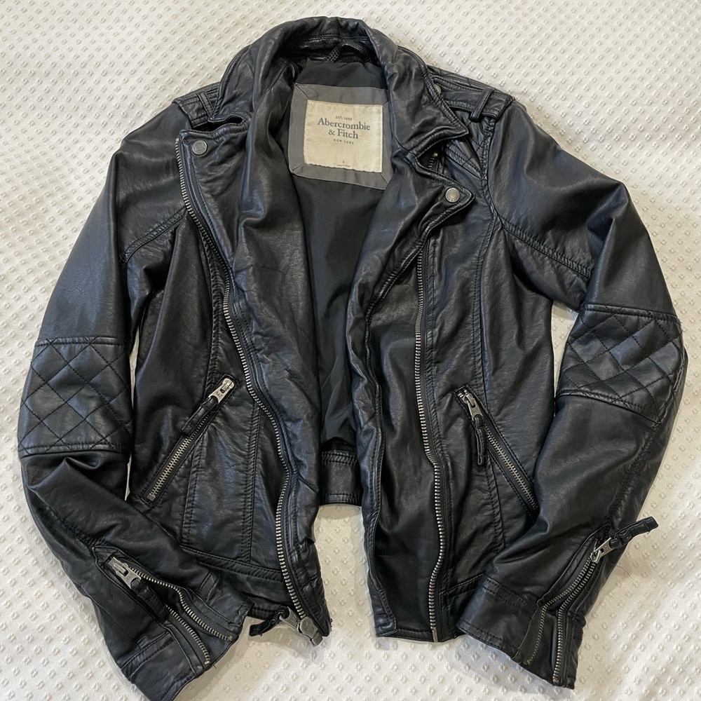 Abercrombie & Fitch black vegan leather jacket